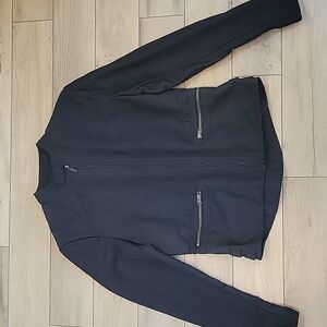 French Connection Cotton Blend Black Moto Biker Jacket - Size Small